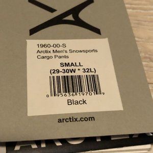 Arctix Men’s Snow Sports Cargo Pants Black Size S Full Zip Snaps Straps NWT